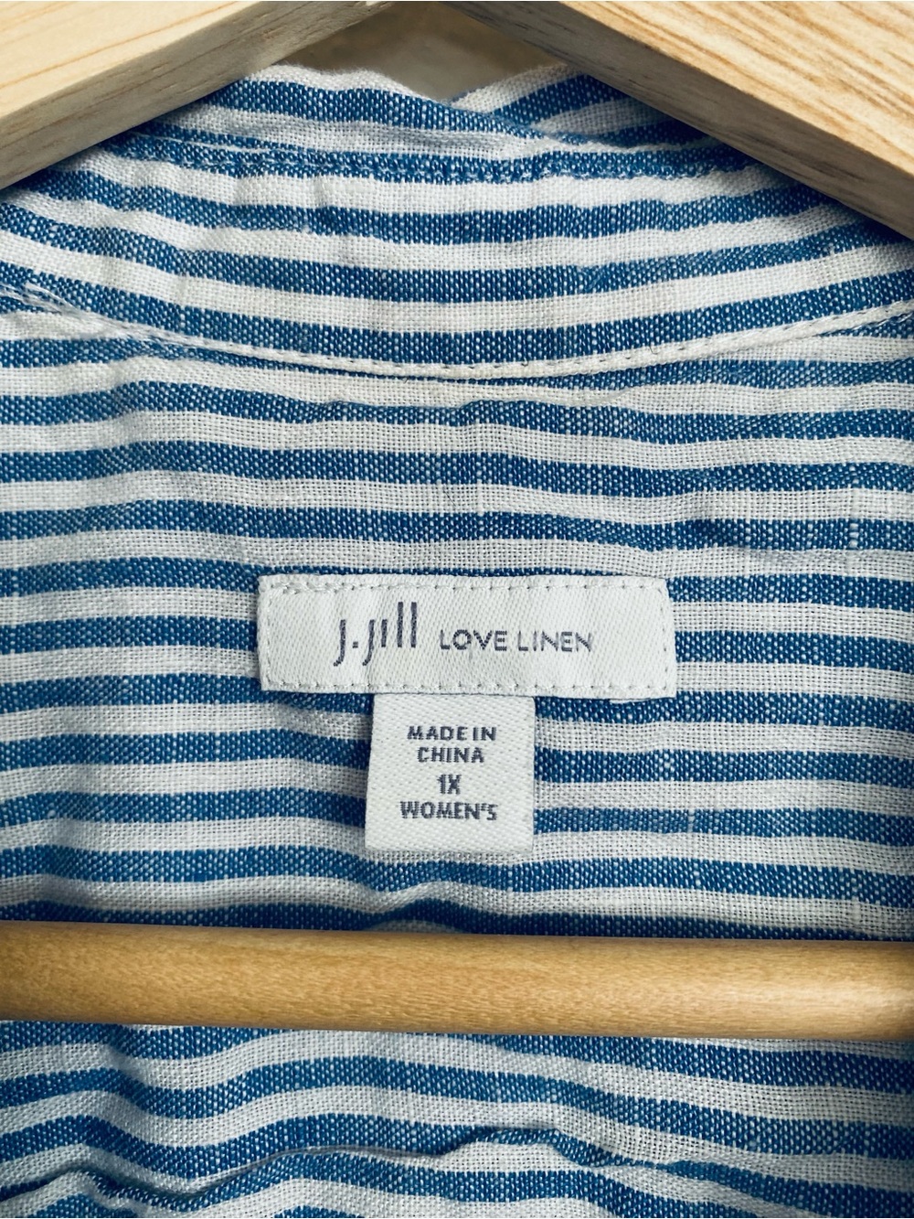 J. Jill Blue White Striped Linen Sleeveless Button Front Top Size 1X - Picture 8 of 13